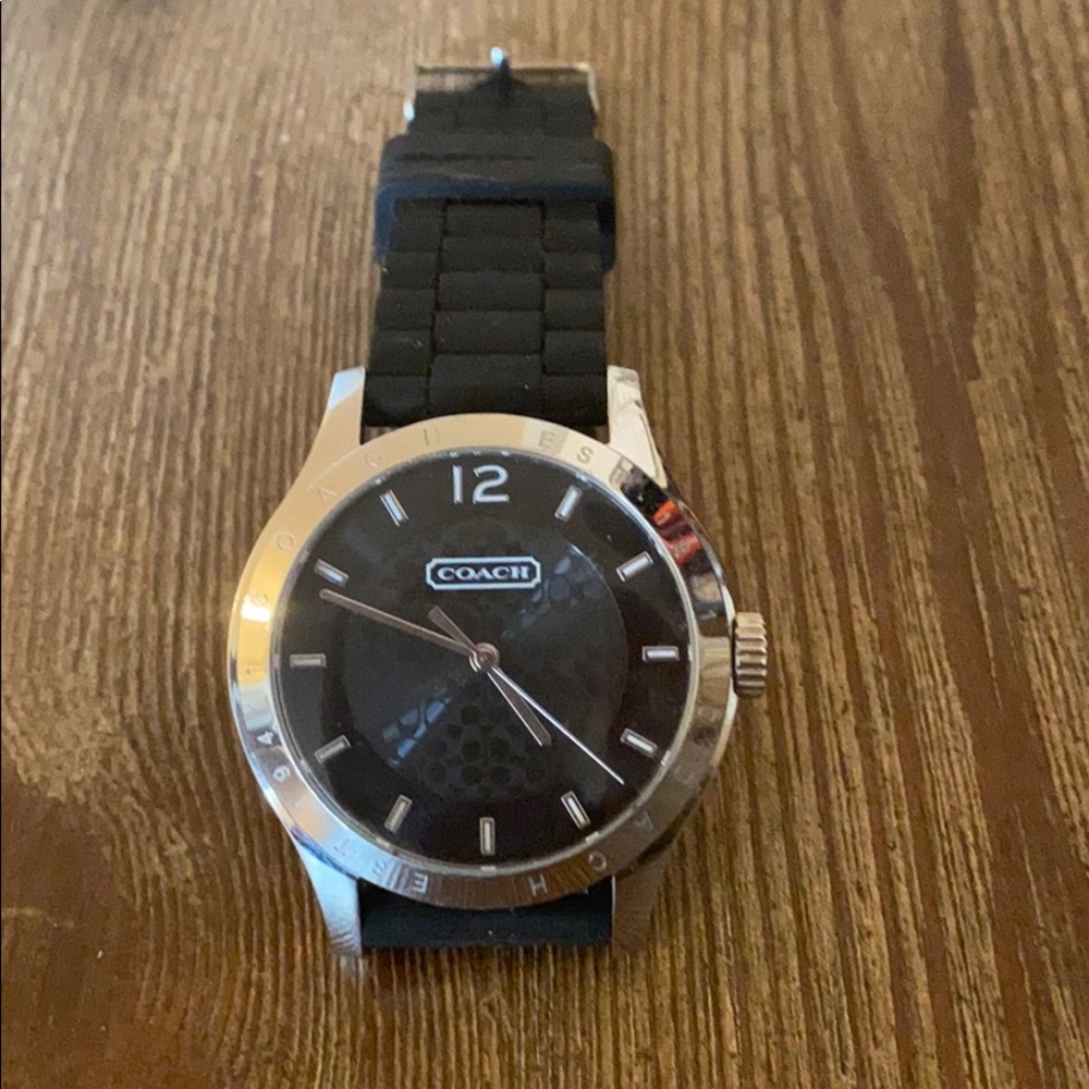 Black and silver Coach watch